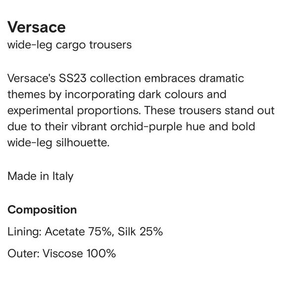 Versace Runway 2023 Wide Leg Cargo Trouser Pants Orchid Purple 40/ 4 NWT $1,875 - Picture 14 of 14